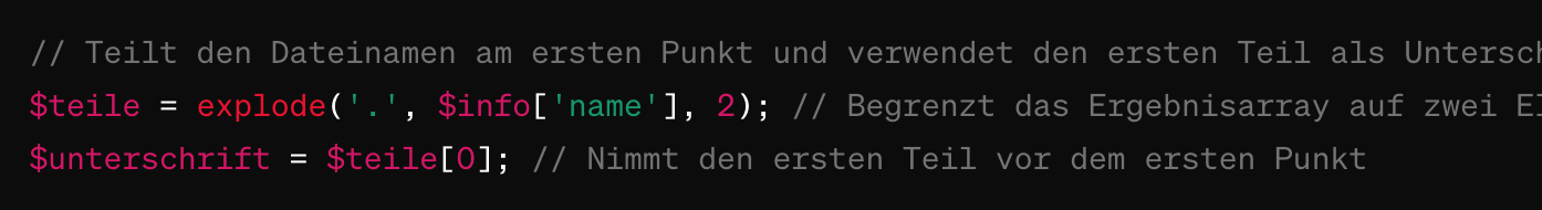 ChatGPT Output mit explode()